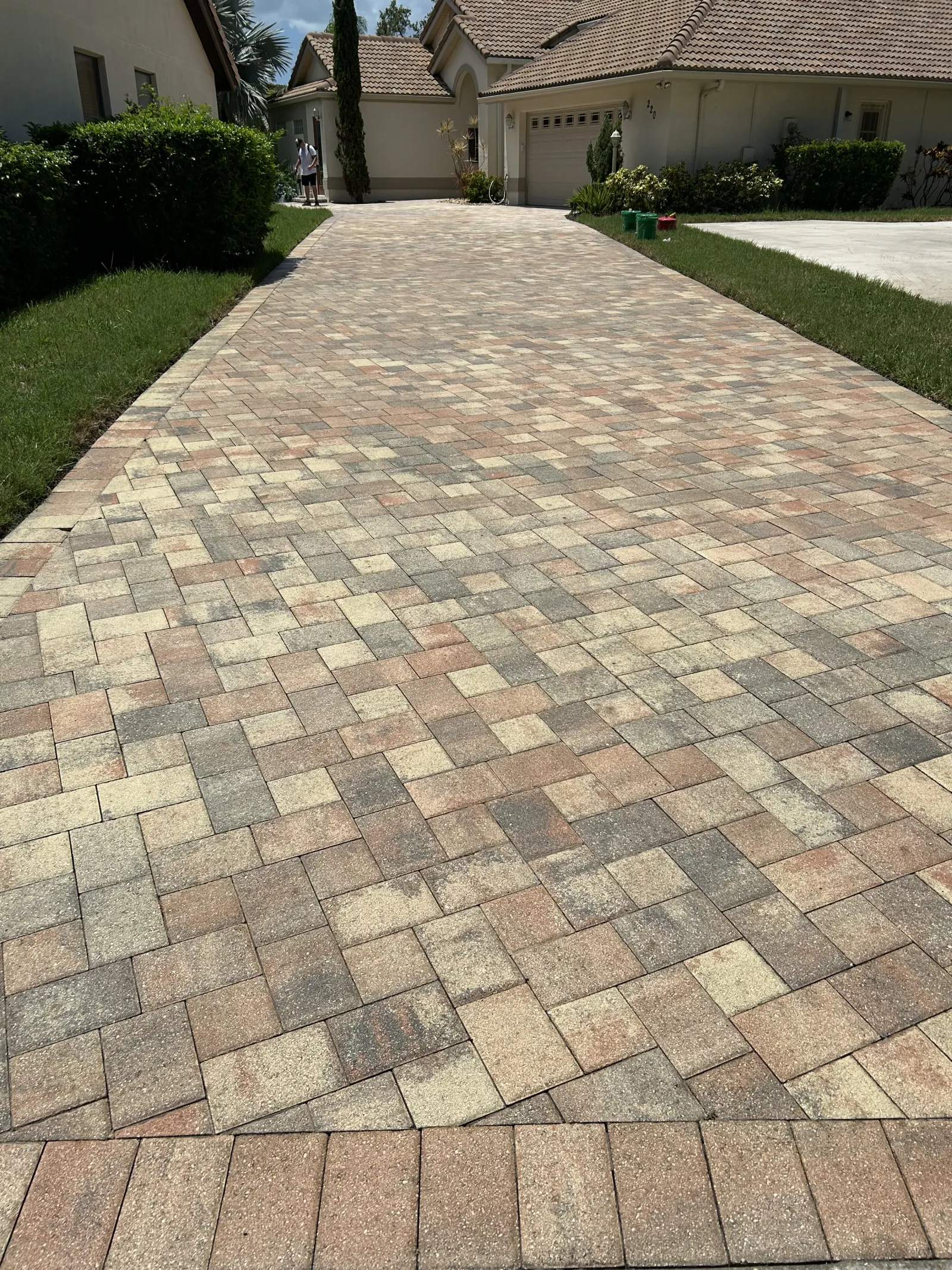 Freshly sealed pavers with enhanced color and finish